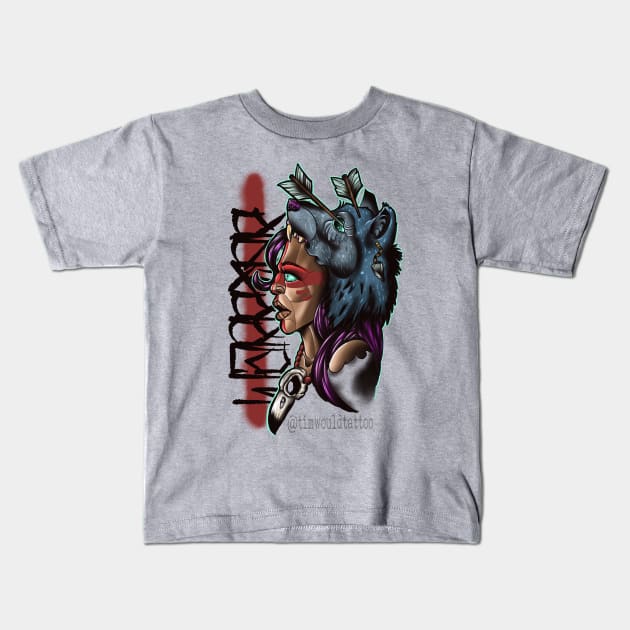 Warrior Woman Kids T-Shirt by Timwould